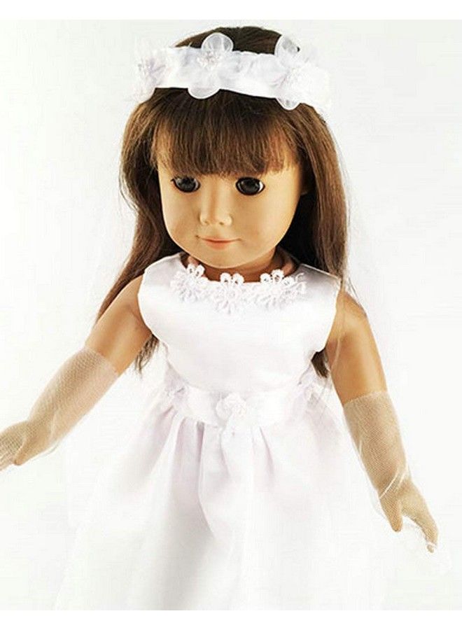 TianBo 1 Set Quality Handmade 18 Inch Doll White Bride Wedding Dress With Headband For 18 Inch Dolls Party Gown Dress Clothes Outfits And Hair Accessories  - Image 5