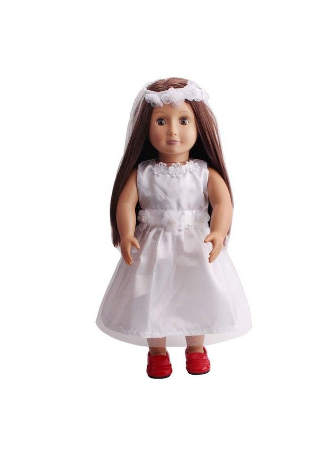 TianBo 1 Set Quality Handmade 18 Inch Doll White Bride Wedding Dress With Headband For 18 Inch Dolls Party Gown Dress Clothes Outfits And Hair Accessories  - Image 2