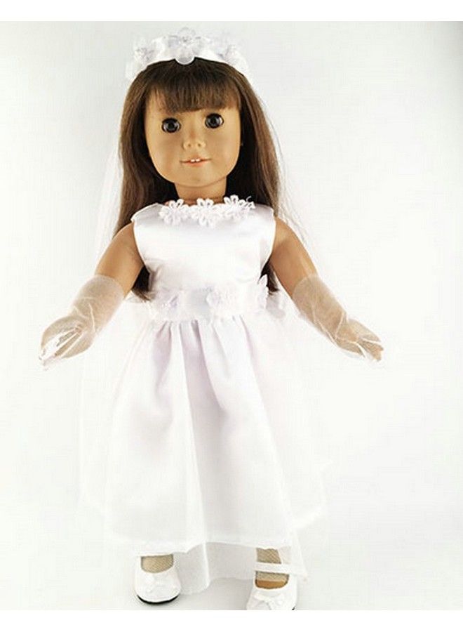 TianBo 1 Set Quality Handmade 18 Inch Doll White Bride Wedding Dress With Headband For 18 Inch Dolls Party Gown Dress Clothes Outfits And Hair Accessories  - Image 4