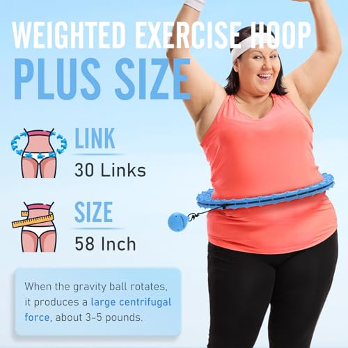 JKSHMYT Weighted Hula Circle Hoops for Adults Weight Loss, Infinity Fit Hoop Plus Size, 30 Detachable Links, Exercise Hoop for Women and Beginners (Blue)… - Image 2