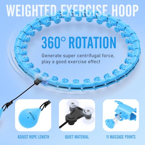 JKSHMYT Weighted Hula Circle Hoops for Adults Weight Loss, Infinity Fit Hoop Plus Size, 30 Detachable Links, Exercise Hoop for Women and Beginners (Blue)… - Image 4