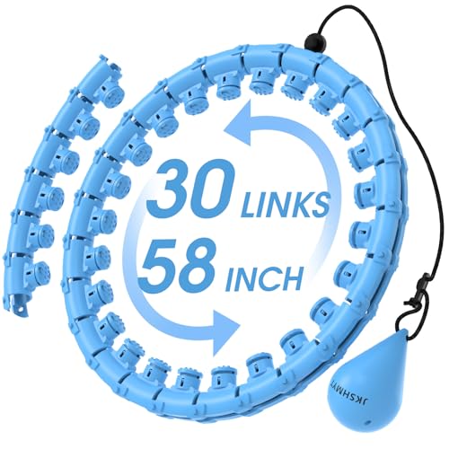 JKSHMYT Weighted Hula Circle Hoops for Adults Weight Loss, Infinity Fit Hoop Plus Size, 30 Detachable Links, Exercise Hoop for Women and Beginners (Blue)… - Image 1