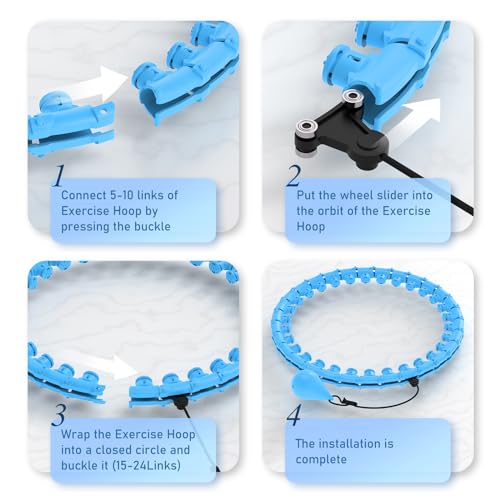 JKSHMYT Weighted Hula Circle Hoops for Adults Weight Loss, Infinity Fit Hoop Plus Size, 30 Detachable Links, Exercise Hoop for Women and Beginners (Blue)… - Image 5