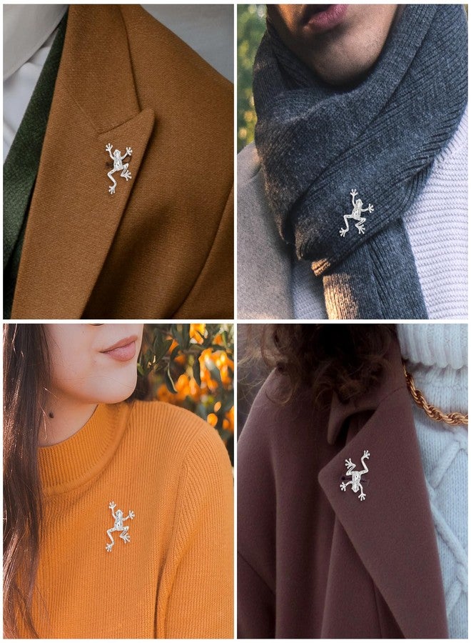 هاوسن دبابيس بروش على شكل ضفدع فضية اللون للرجال، مناسبة للأولاد والبنات، مع علبة هدايا. - Image 4