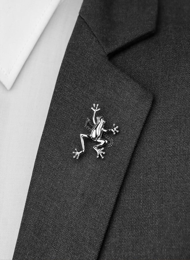 هاوسن دبابيس بروش على شكل ضفدع فضية اللون للرجال، مناسبة للأولاد والبنات، مع علبة هدايا. - Image 5