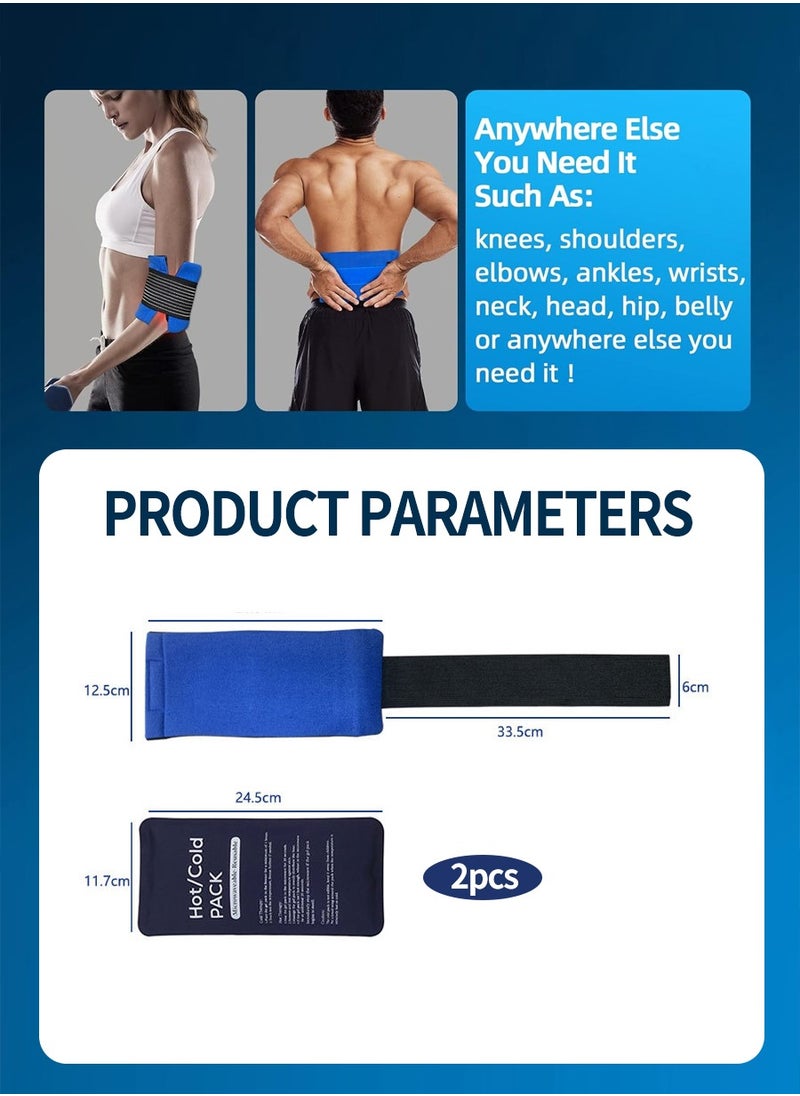 Beirui - Ice Packs, Knee Ice Wrap - 2 Pieces, Reusable Ice Packs for Pain Relief, Large Hot and Cold Therapy Gel Ice Packs for Travel, Ice Packs for Ankles and Feet, Velcro Ice Packs for Shoulders, Neck, Back, Knees - Image 1