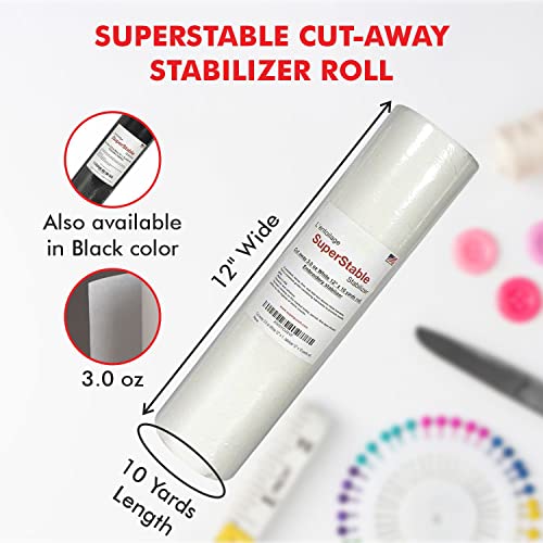 Superpunch Cutaway 3.0 oz Stabilizer for Embroidery Machines, SuperStable White Thick Cut Away Stabilizer-12 inch x 10 Yard Roll, Cut Away Machine Embroidery Stabilizer Backing - Made in USA - Image 2