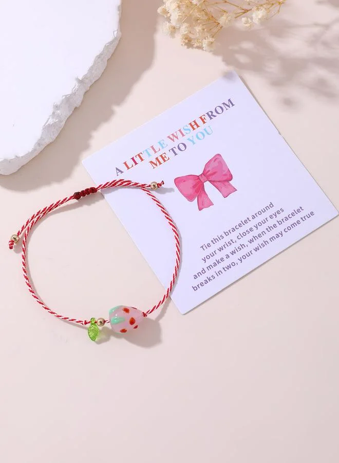 Take Two  Red Strawberry Charm Cord Bracelet for Women | Best Price UAE