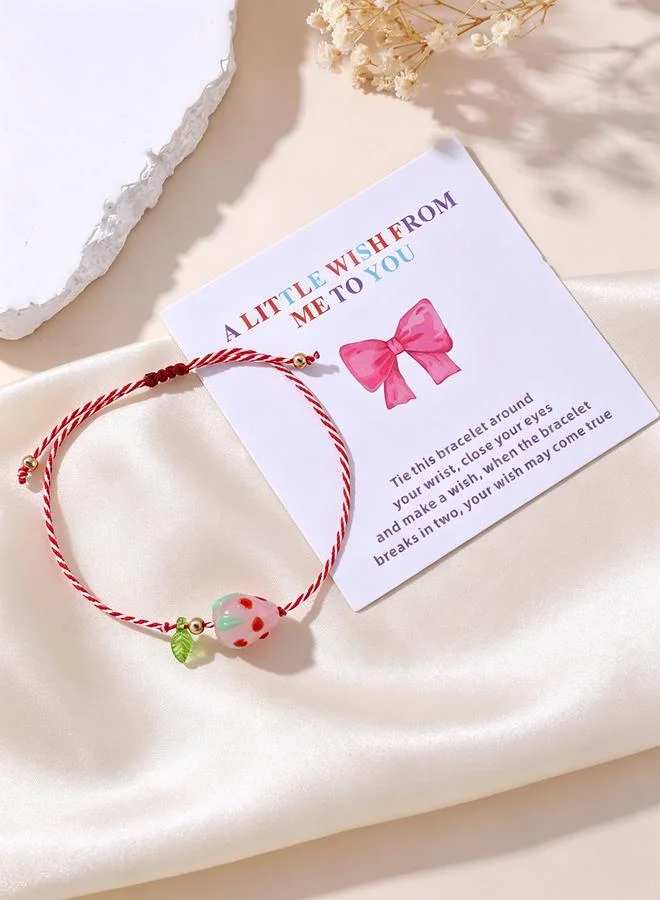 Take Two Red Strawberry Charm Cord Bracelet