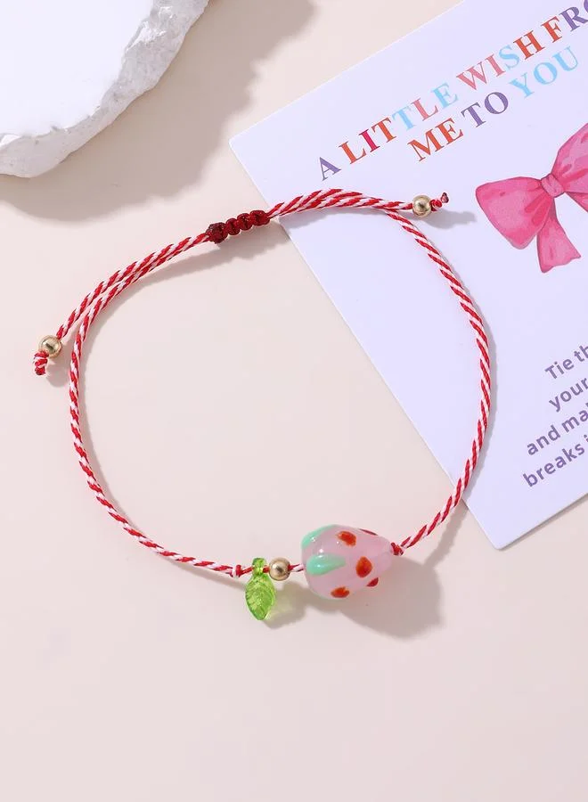 Take Two  Red Strawberry Charm Cord Bracelet for Women | Best Price UAE