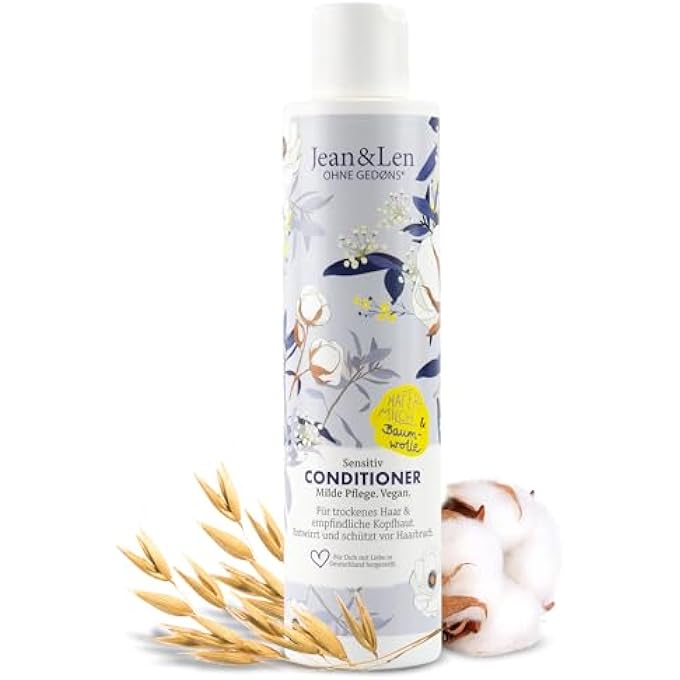 Jean & Len CONDITIONER SENSITIVE OAT MILK & COTTON, FOR DRY HAIR AND SENSITIVE SCALP, PAMPERING AND GENTLE CARE, SILICONE-FREE AND PARABEN-FREE, VEGAN, 300 ML - Image 2
