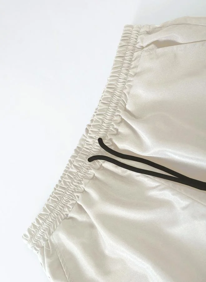 Take Two Men Beige Casual Shirt and Drawstring Pants Co-ords