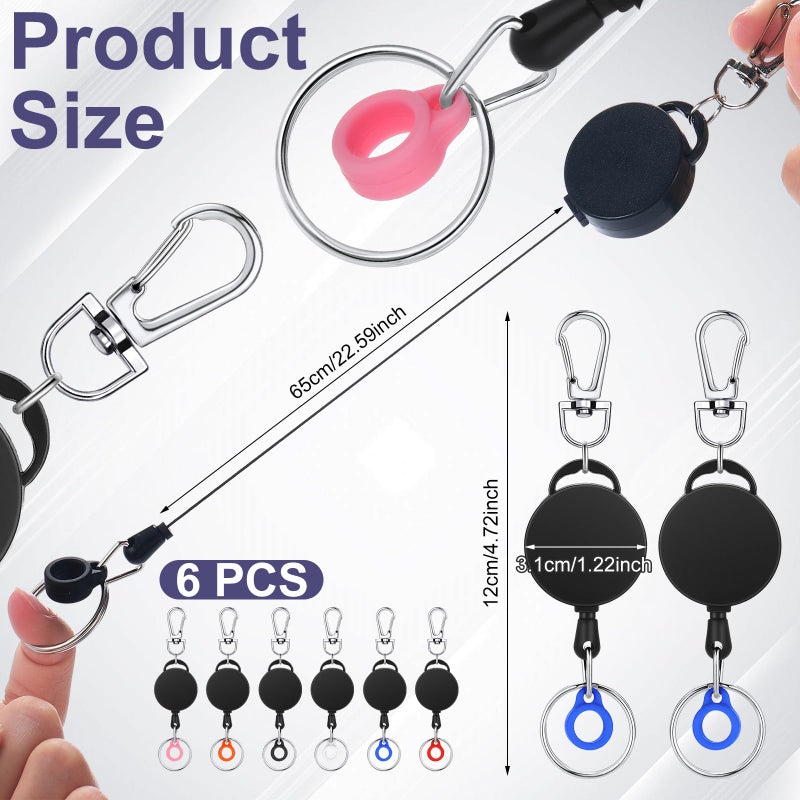 Geyoga 6 Pcs Retractable Pen Holders Retractable Badge Reel with Pen Pencil Clips for Lanyard Nurses ID Badge Doctor Teacher Student Employee Office Medical Workers Supplies - Image 3