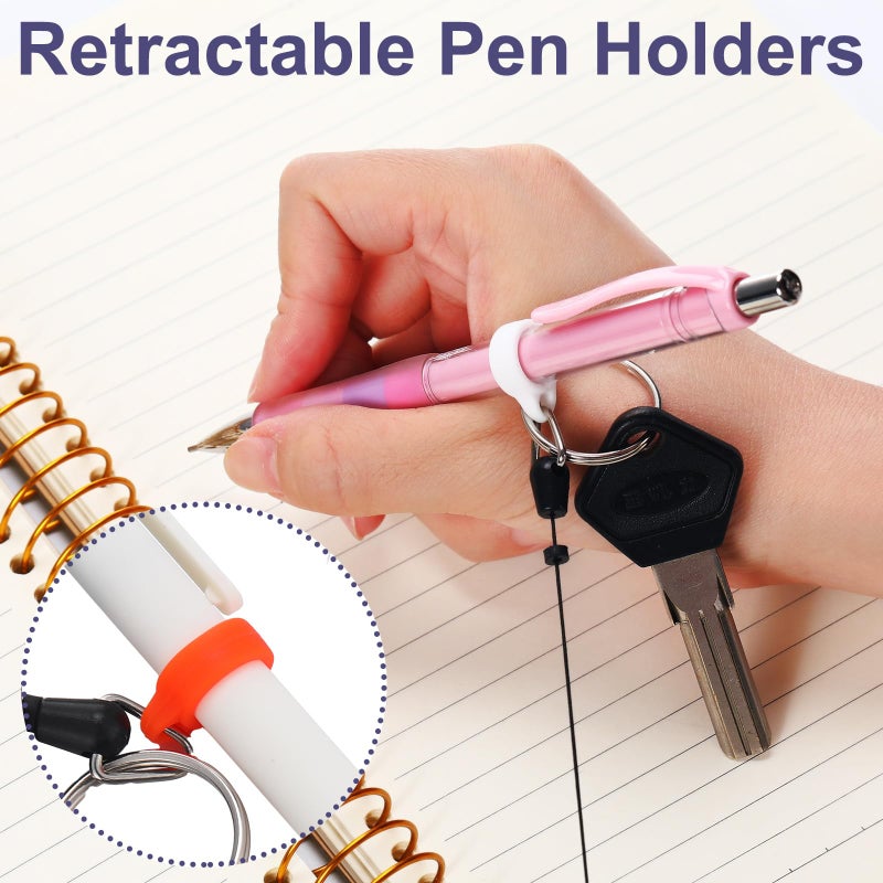Geyoga 6 Pcs Retractable Pen Holders Retractable Badge Reel with Pen Pencil Clips for Lanyard Nurses ID Badge Doctor Teacher Student Employee Office Medical Workers Supplies - Image 4