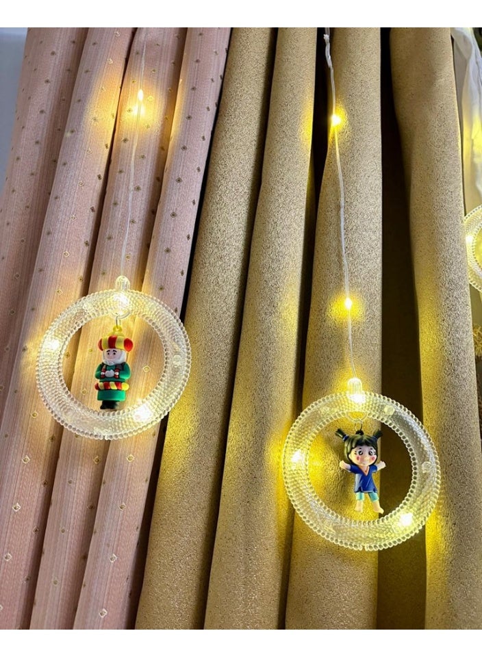 NAMA Multi-mode yellow warm light curtain, glowing circles with Ramadan-themed design and lanterns, warm baby bulbs, festive decor for home and occasions, and Ramadan with lantern characters, 3 meters long - Image 5