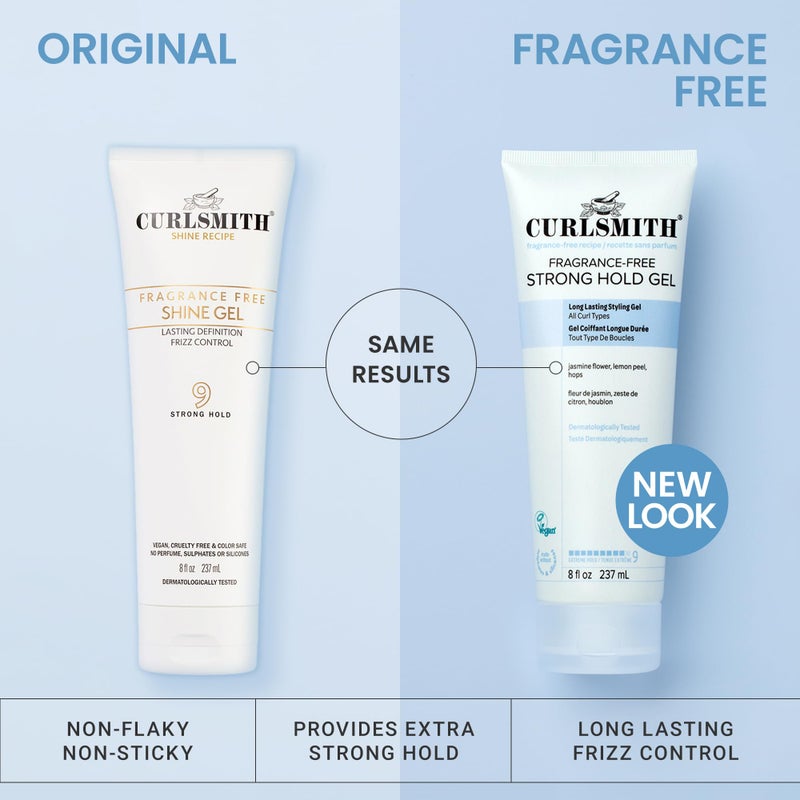 CURLSMITH Fragrance-Free Strong Hold Styling Gel - Long-Lasting Frizz Control for Defined Curls (8 oz) - Image 5