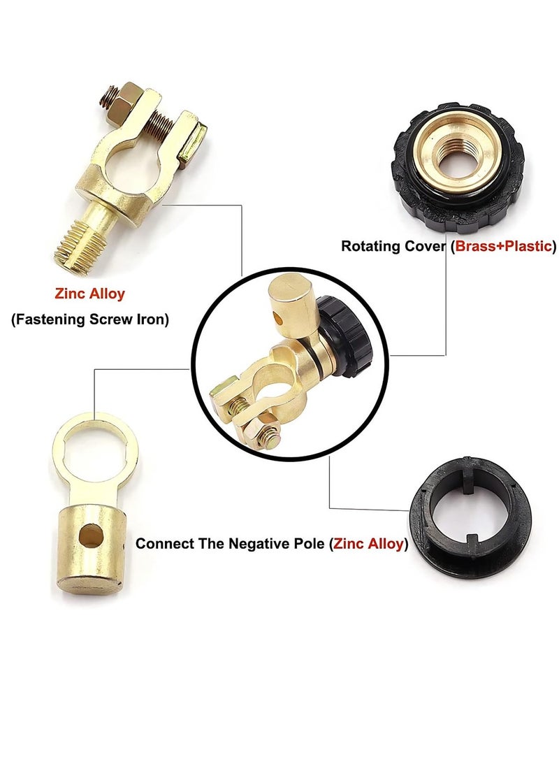 Battery Master Disconnect Cut Off Switch, 360 Degree Top Post Battery Kill Switch, 6V 12V 24V Negative Post Marine Boat Car RV Battery Saver, Car Battery Power Shut Off Isolator, Black, 2 Pcs - Image 3