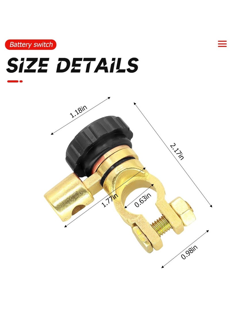 Battery Master Disconnect Cut Off Switch, 360 Degree Top Post Battery Kill Switch, 6V 12V 24V Negative Post Marine Boat Car RV Battery Saver, Car Battery Power Shut Off Isolator, Black, 2 Pcs - Image 2