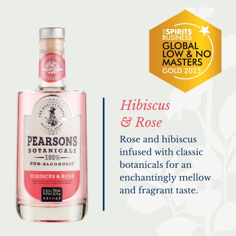 Pearsons Botanicals Hibiscus & Rose Non Alcoholic Gin, Award Winning Mellow and Fragrant Blend, Non Alcoholic Spirits - Halal, Low Sugar, and Gluten-Free, Part of the Spirits of Virtue Range (700ml) - Image 2