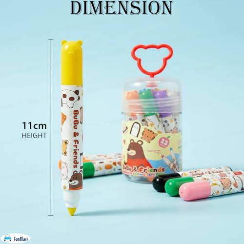 FunBlast Colour Pens - Washable Water Colour Pens, Colouring Kit Art Markers Colour Sketch Pens Set for Kids, Artists Sketching Drawing Materials, Cute Art Supplies (12 Pieces) - Image 2