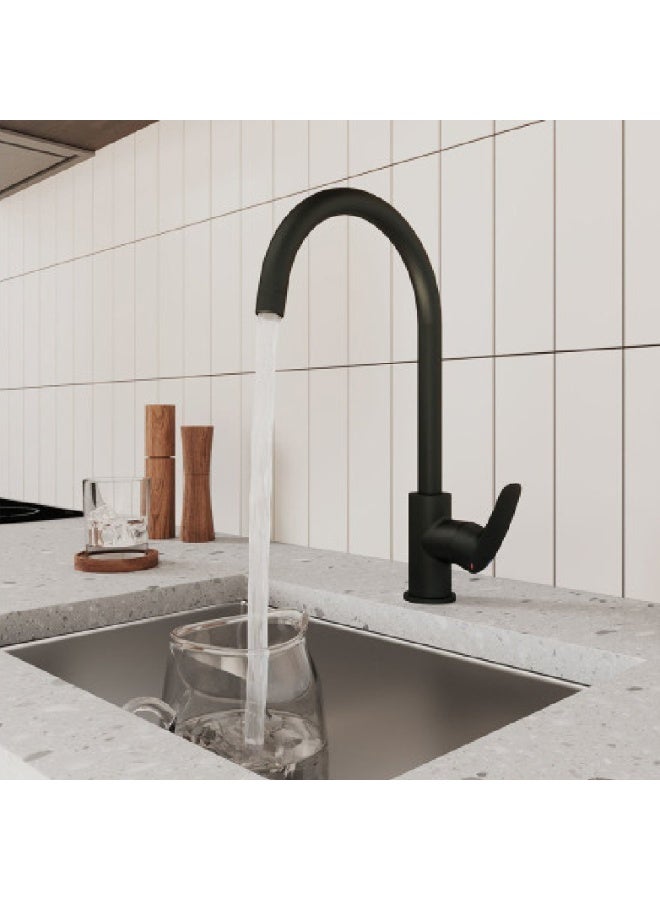 ITG Matte Black Kitchen Faucet – Hot  Cold Mixer Tap, 360° Swivel, SASO Certified, 5-Year Warranty - Image 3