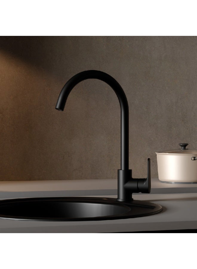 ITG Matte Black Kitchen Faucet – Hot  Cold Mixer Tap, 360° Swivel, SASO Certified, 5-Year Warranty - Image 1