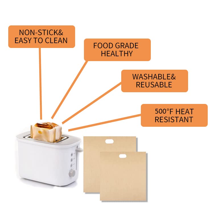 VCHOMY 12 Pack Toaster Bags Nonstick Reusable Easy to Clean for Grilled Cheese Sandwiches Toast Bread Snacks (12) - Image 4
