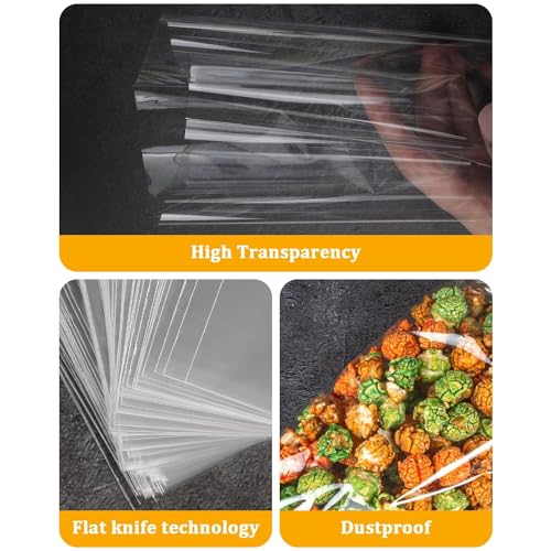 Labeol 100pcs Cellophane Bags 7X14 Popcorn Bags Treat Bag with Ties Goodie Clear Gift Bag for Packaging Party Favor Cookie Candy Bakery Plastic Cellophane Wrap - Image 5