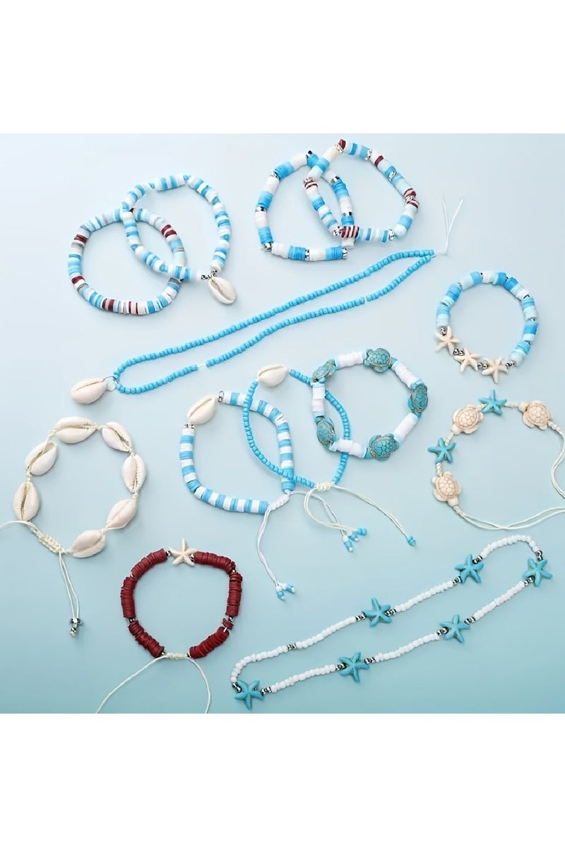 24-Grid 3200-Piece Summer Ocean Style Soft Clay Shell Series Set - DIY Toy for Beads Art: Handmade Bracelet & Necklace Making - Image 5