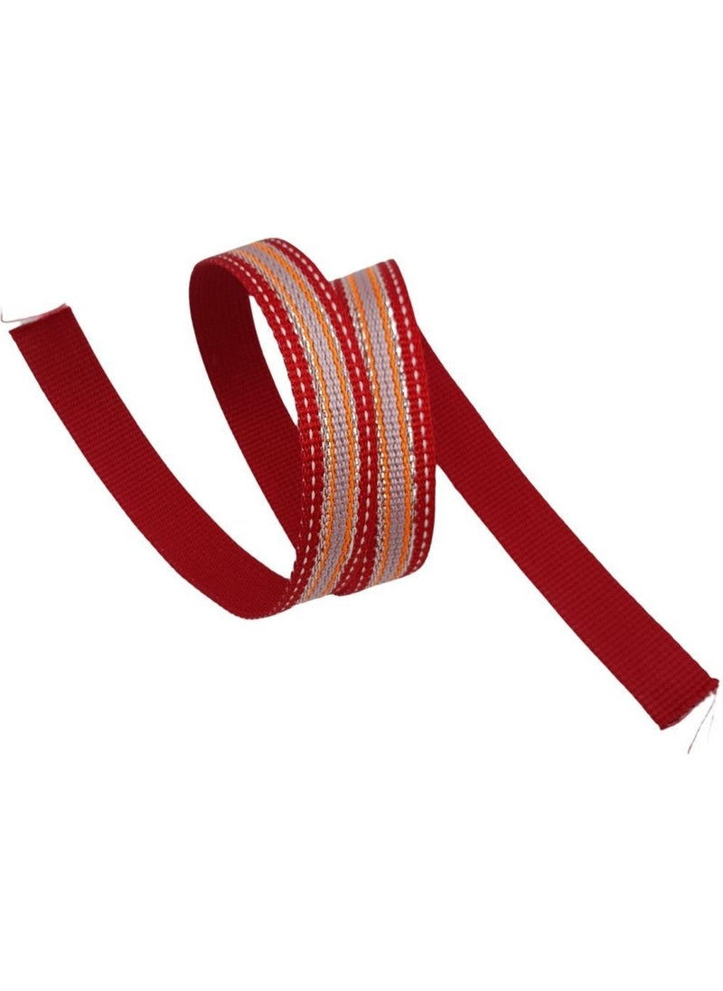 Angel Çanta Aksesuar Angel Bag Accessory 3 cm Polyester Column Red Silver Glitter 1 Meter  - Image 3