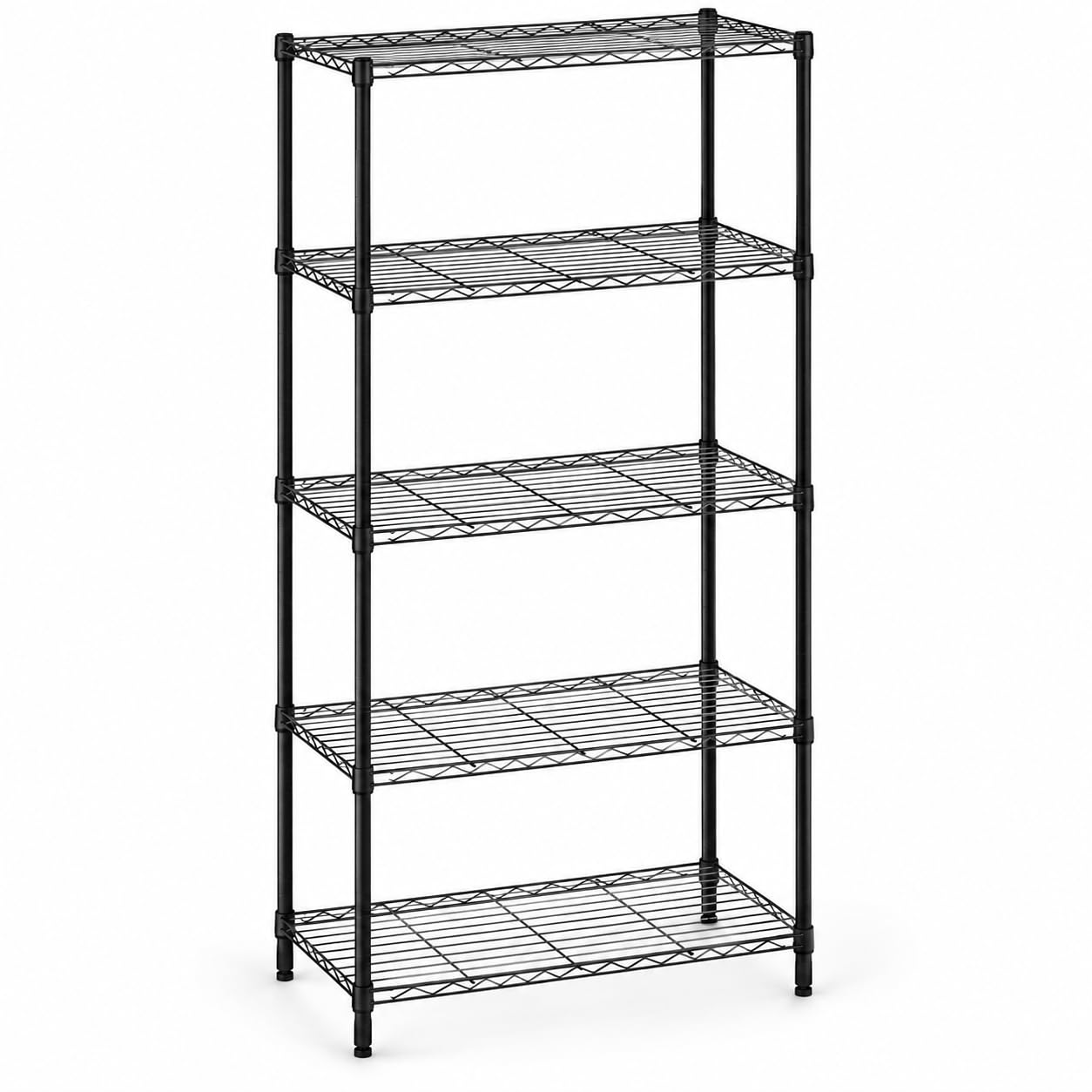 5-Tier Metal Wire Shelving Unit, Black Freestanding Storage Rack