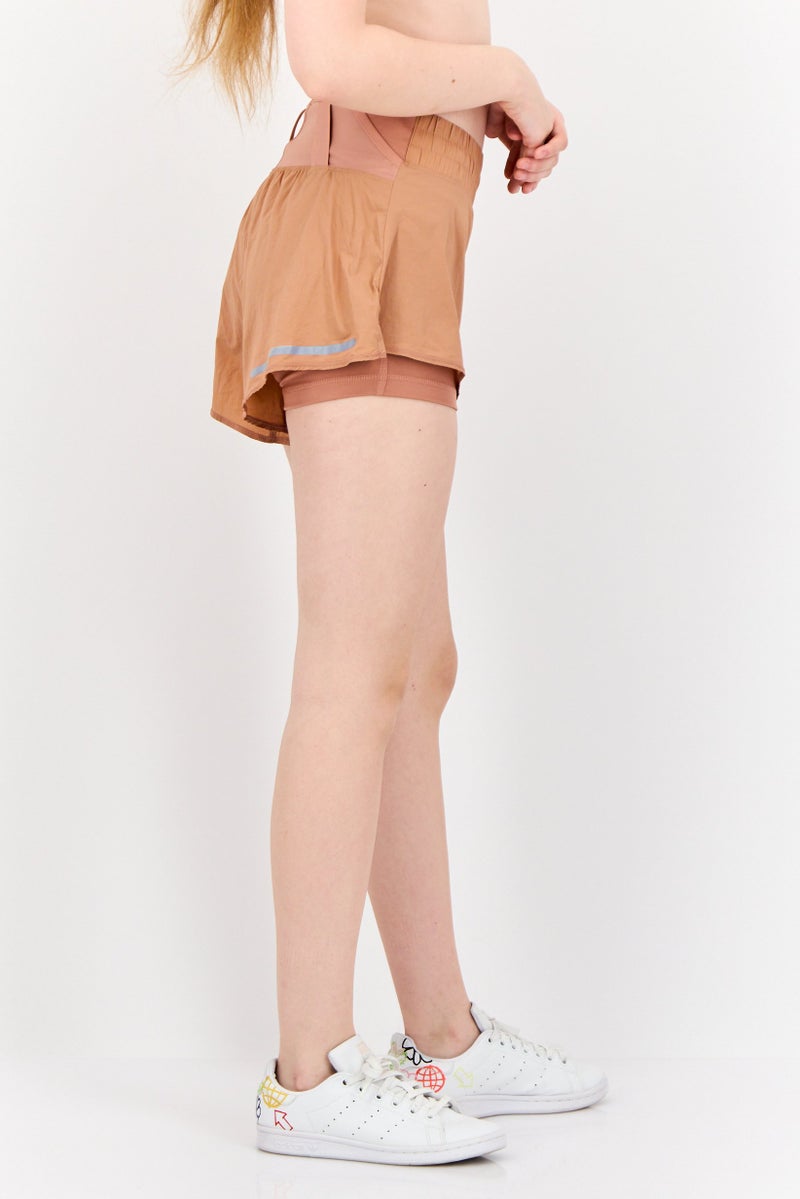 Adidas Women Sportswear Fit 4 Inseam Running Shorts, Rust - Image 3