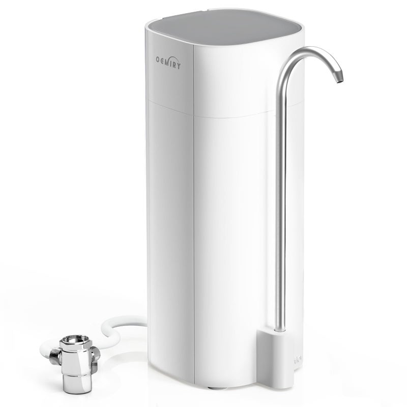 OEMIRY Countertop Water Filter, 8000 Gallons Alkaline Water Filtration System for Sink Faucet, Reduces 99.99% Chlorine, Heavy Metals, Bad Odor, OM-CF02 Included 1 Filter - Image 1