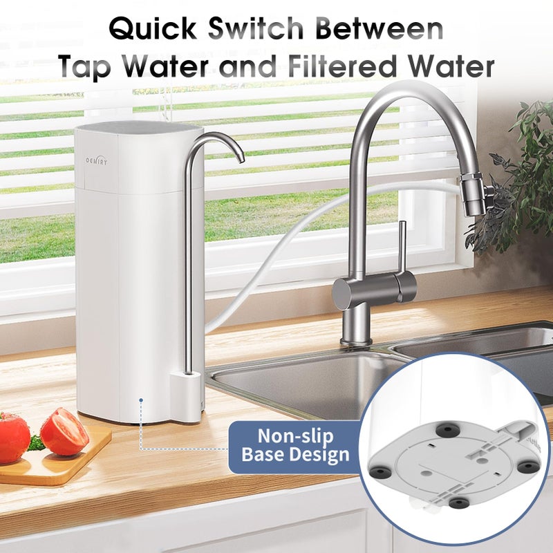 OEMIRY Countertop Water Filter, 8000 Gallons Alkaline Water Filtration System for Sink Faucet, Reduces 99.99% Chlorine, Heavy Metals, Bad Odor, OM-CF02 Included 1 Filter - Image 4