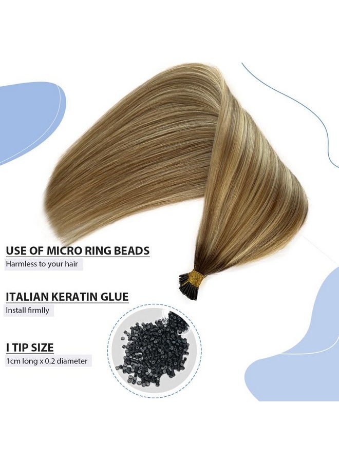 Smartinnov - Silver I Tip Hair Extensions Human Hair 18 Inch I Tip Keratin Hair Extensions Pre Bonded I Tip Hair Extensions 50Strands 50G Silver Real Hair Cold Fusion Silver Micro Bead Hair Extensions For Women - Image 1