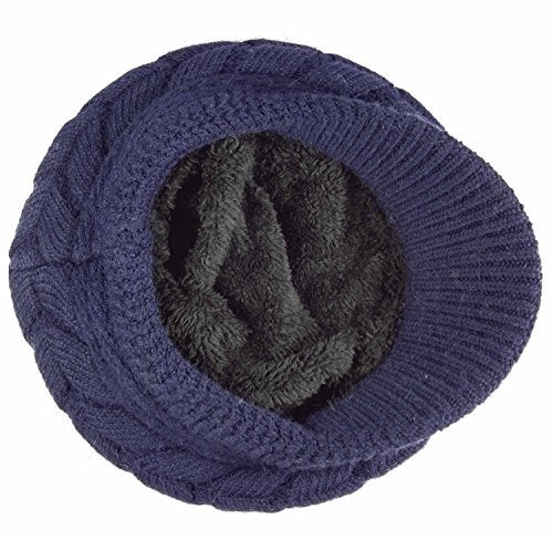 HINDAWI Womens Winter Newsboy Hat Warm Knit Wool Ski Snow Caps with Visor Navy - Image 4