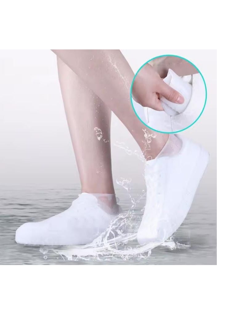Reusable latex rain shoe covers 19.5 x 0 x 18cm White color, two pieces S size - Image 1