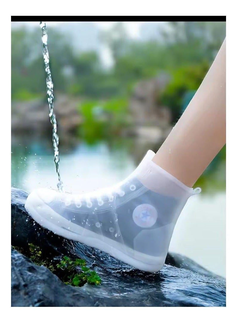 Reusable latex rain shoe covers 19.5 x 0 x 18cm White color, two pieces S size - Image 2