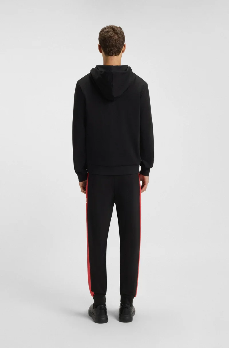 HUGO Cotton-terry zip-up hoodie with contrast stripe