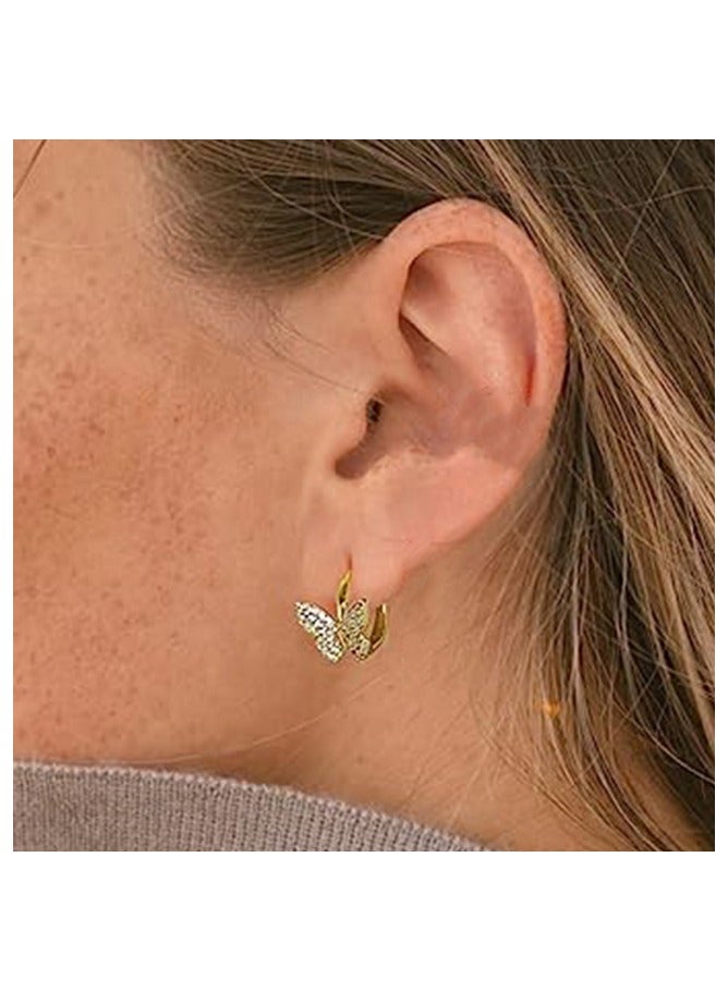 Cubic Zirconia Huggie Earrings - Image 2
