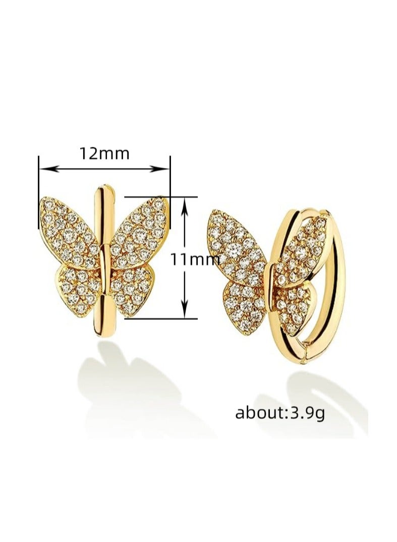 Cubic Zirconia Huggie Earrings - Image 3