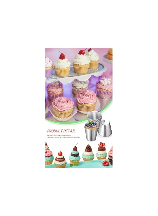 S-TOP Carbon Steel Egg Tart and Pudding Molds - Set of 10 Mini Cups for Chocolate Molten, Cupcakes, Cakes, and Cookies - Nonstick Round Bakeware Tumblers - 6 x 4.4 x 3.6 cm Size - Image 4