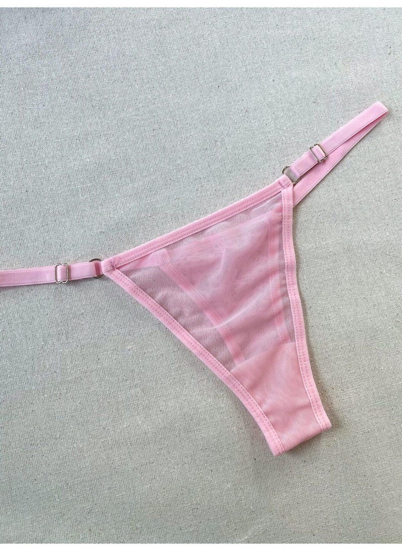 La Linaa Women's Tulle Thong Panty Bra Set  - Image 4