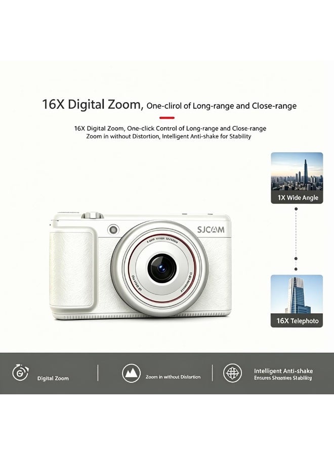 SJCAM (New Arrival) SJCAM ZV200 Digital Vlog Camera, 16X Digital Zoom, Intelligent Anti-Shake, Wide & Telephoto Shots Portable Compact Camera for Travel Street Photography - Image 1