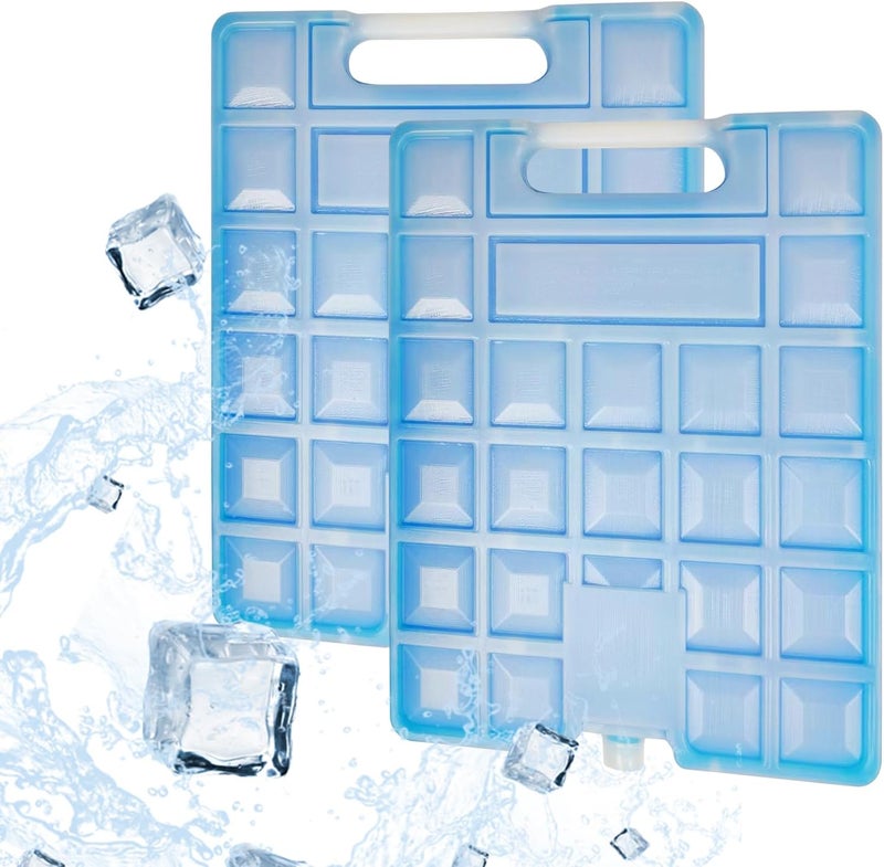 WORLD-BIO Large Cold Ice Blocks Freezer Pack, Ice Packs for Cooler, Cool Box - 2 Pcs Reusable Freezer Blocks - Quick Freeze & Long-Lasting Cold for Camping, Picnic, Hiking, Travel - Image 1