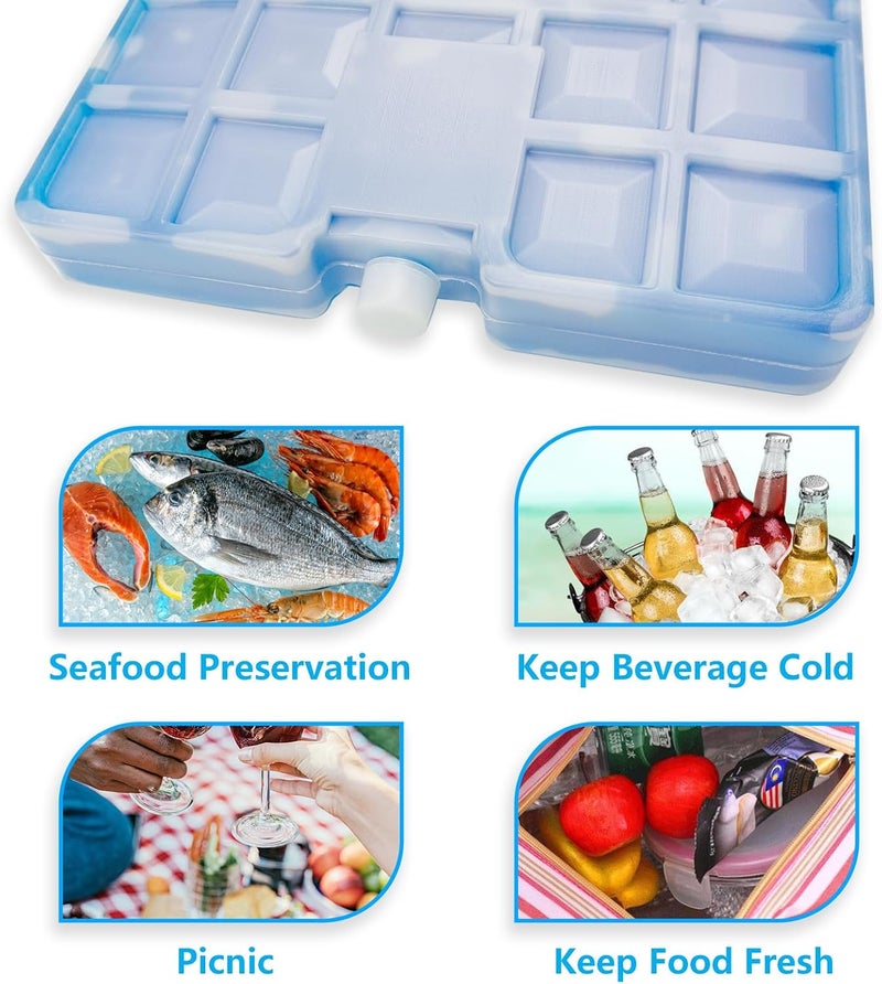 WORLD-BIO Large Cold Ice Blocks Freezer Pack, Ice Packs for Cooler, Cool Box - 2 Pcs Reusable Freezer Blocks - Quick Freeze & Long-Lasting Cold for Camping, Picnic, Hiking, Travel - Image 2