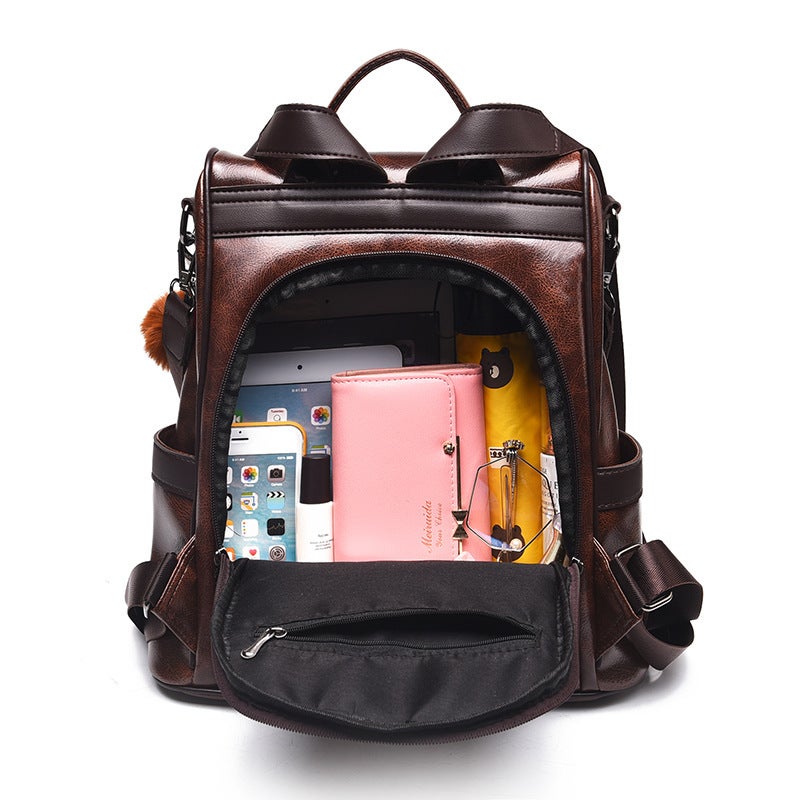 Soft Leather Texture Women's Backpack , Korean Minimalist - Image 4
