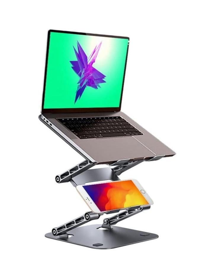 General Portable Height Adjustable Foldable Ergonomic Stand Mounts 10-17 Laptop MacBook Desktop Stand (Dark Grey)  - Image 2