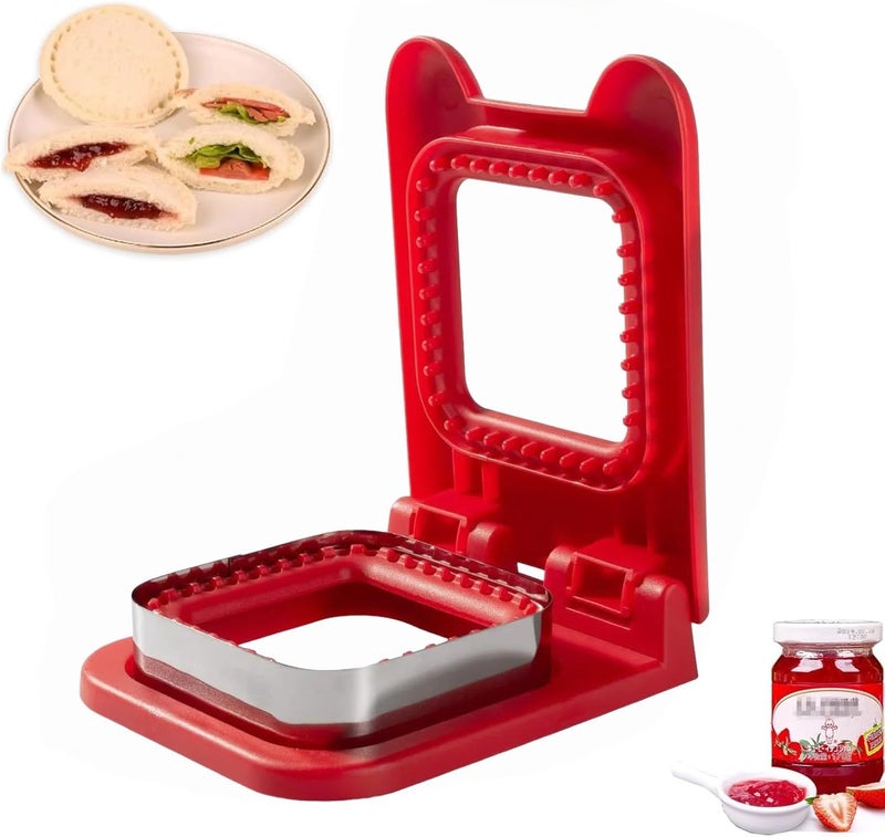 CHICHAUS Sandwich Cutter and Sealer, Square Pocket Sandwiches Cutter Uncrustables Maker, Sandwich Cutters for kids love lunchables (Red) - Image 1