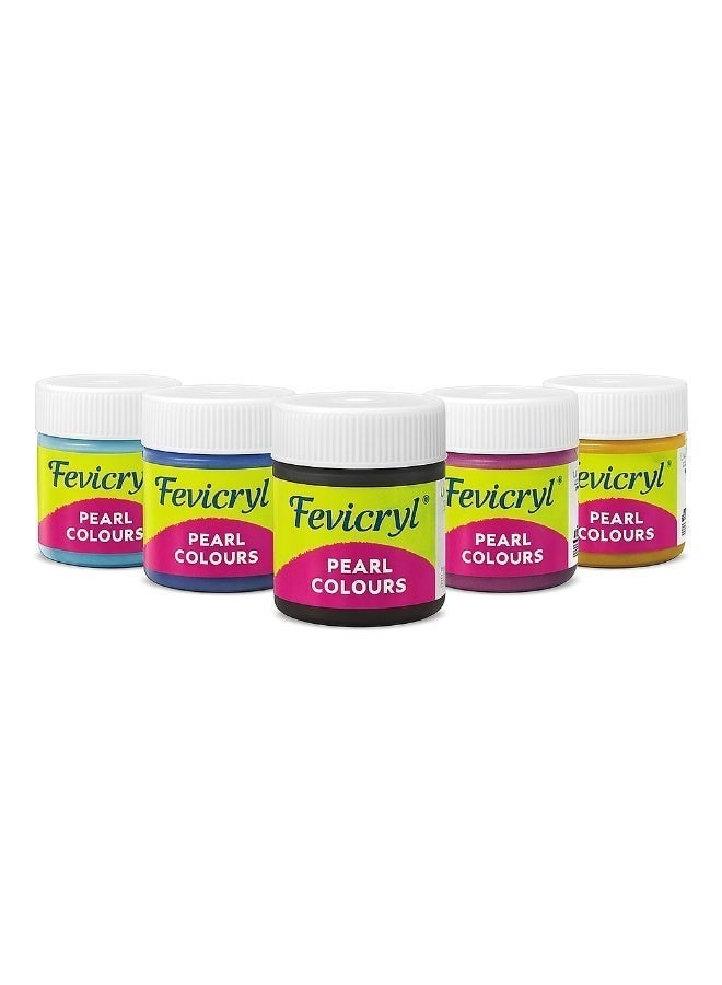 Fevicryl Acrylic Colours Pearl Kit | 6 Colours x 10 ml | DIY Paint, Rich Pigment | Multicolour & Multi-Surface | Non-Cracking Paint for Canvas, Wood, Leather, Earthenware, Metal - Image 2